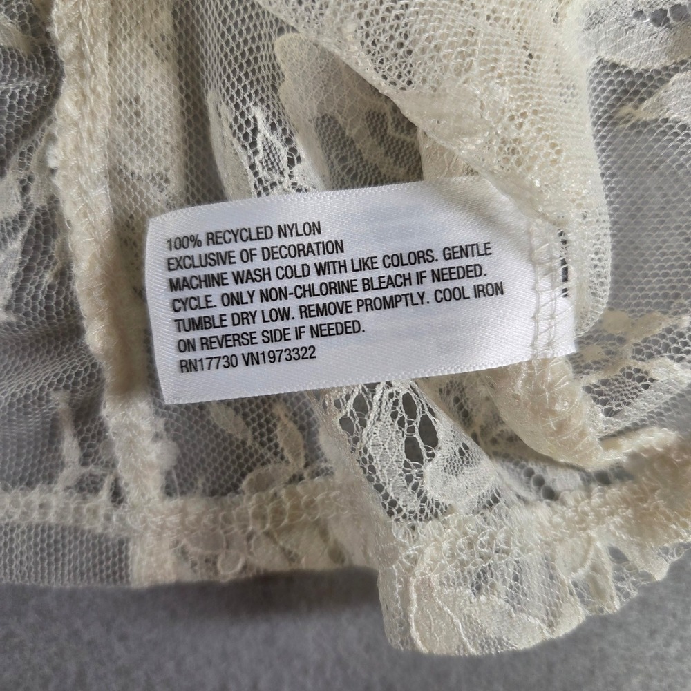 Wild Fable Ivory Sheer Floral Lace Tie Front Ruffle Cardigan Top M Poetcore NWT - Picture 5 of 7